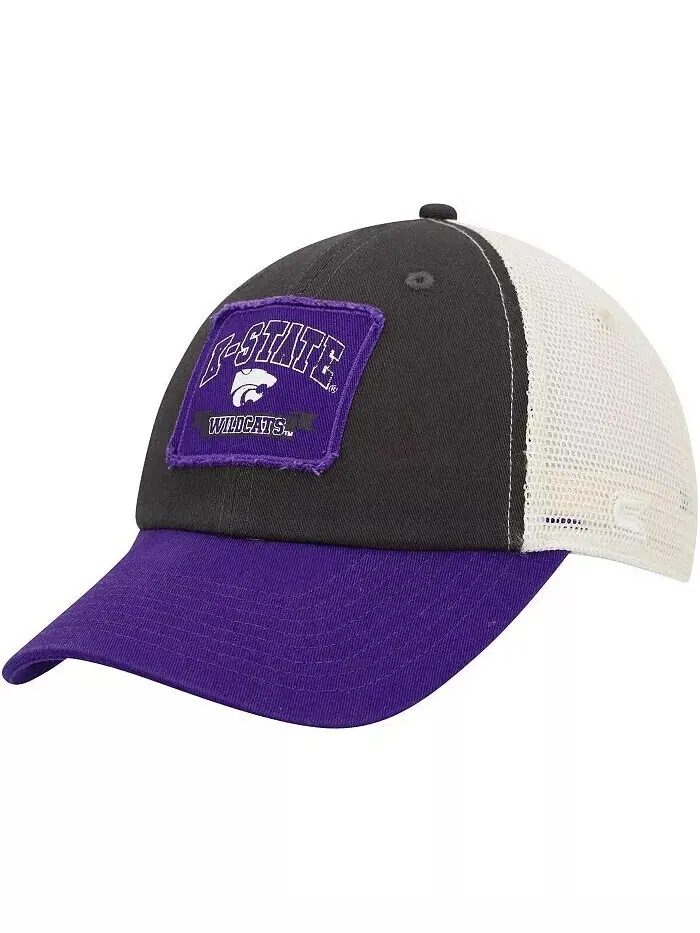 Мужская темно-серая кепка Kansas State Wildcats Objection Snapback Colosseum — серый