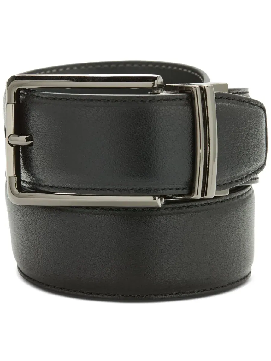 Мужской кожаный пояс Amigo для делового костюма Perry Ellis Portfolio — черный