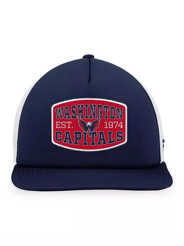 Мужская темно-синяя/белая бейсболка Trucker Snapback с нашивкой спереди Washington Capitals Foam — изображение 4 из 4