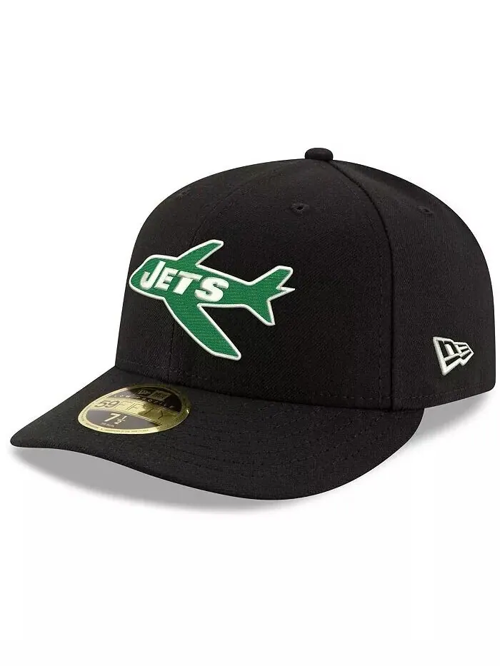 Мужская черная приталенная шляпа New York Jets Omaha Throwback Low Profile 59FIFTY New Era — изображение 1 из 1, черный