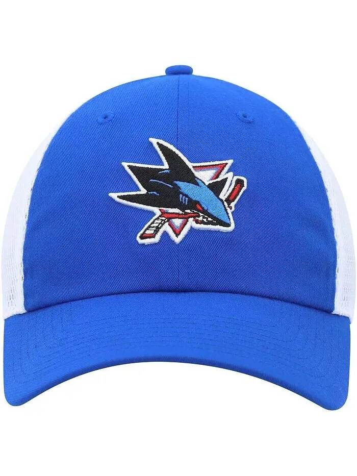 Мужская синяя регулируемая кепка San Jose Sharks Pop Trucker Adidas — изображение 2 из 4, синий