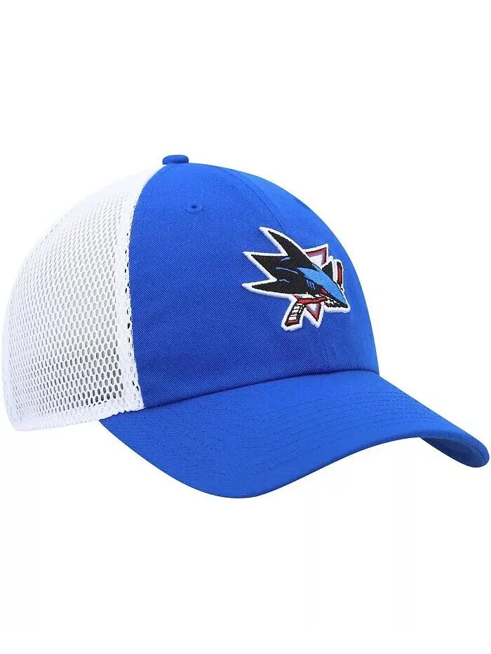 Мужская синяя регулируемая кепка San Jose Sharks Pop Trucker Adidas — изображение 4 из 4, синий