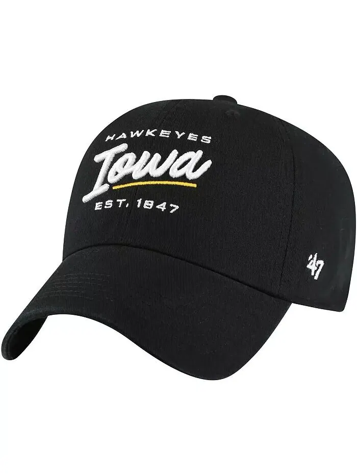 Женская черная регулируемая шляпа Iowa Hawkeyes Sidney Clean Up '47 Brand — черный