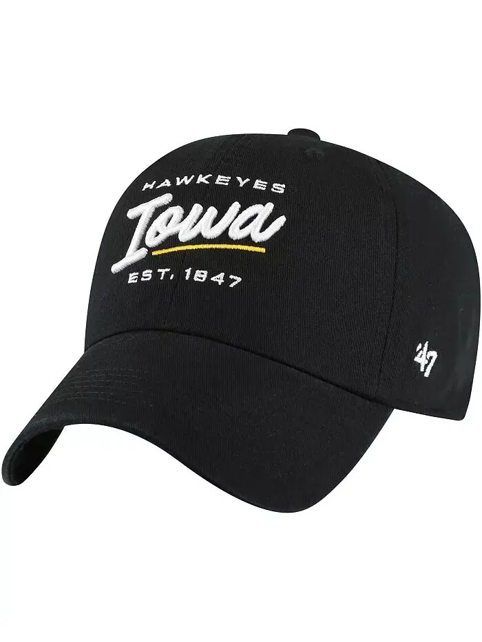 Женская черная шапка Iowa Hawkeyes Sidney Clean Up Adjustable '47 Brand — изображение 1 из 2