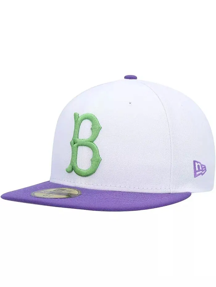 Мужская белая шапка Brooklyn Dodgers Side Patch 59FIFTY Fitted Hat New Era — изображение 3 из 4