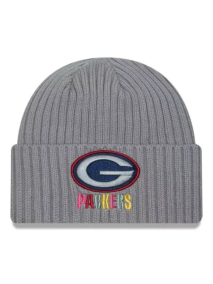Мужская серая вязаная шапка Green Bay Packers Color Pack с несколькими манжетами New Era