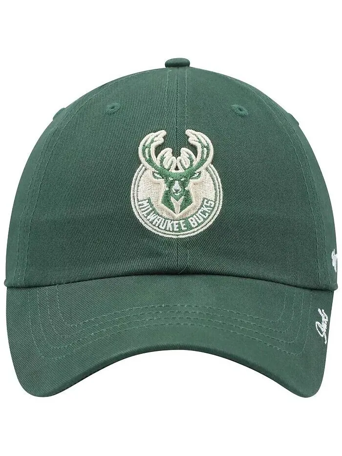Женская регулируемая кепка с логотипом Hunter Green Milwaukee Bucks Miata Clean Up '47 Brand — изображение 3 из 5, зеленый