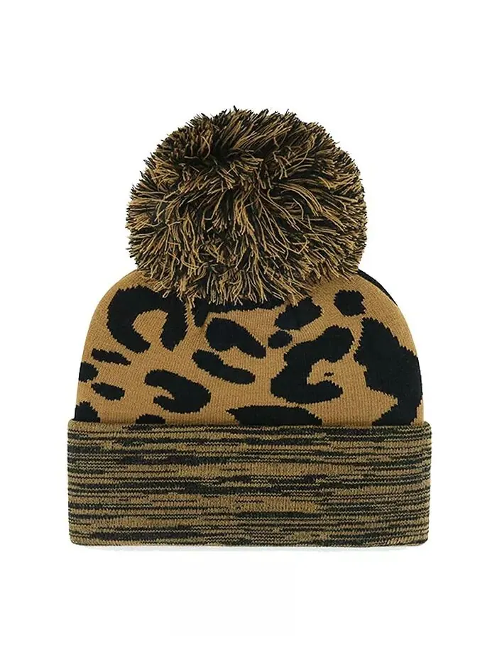 Женская вязаная шапка Boston Red Sox Leopard Rosette с манжетами и помпоном '47 Brand — изображение 2 из 2