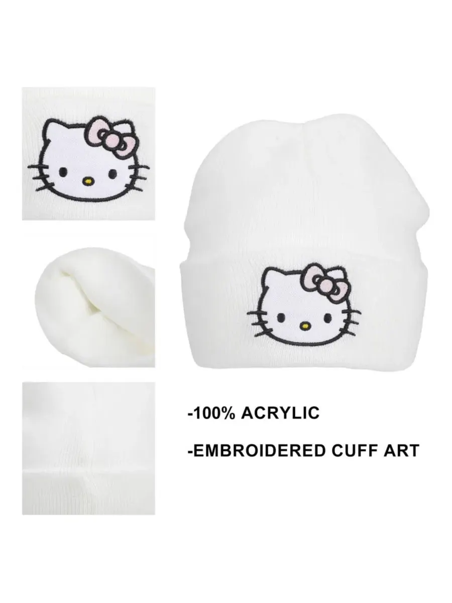 Шапка-бини с вышивкой Hello Kitty Hello Kitty — изображение 2 из 11, белый