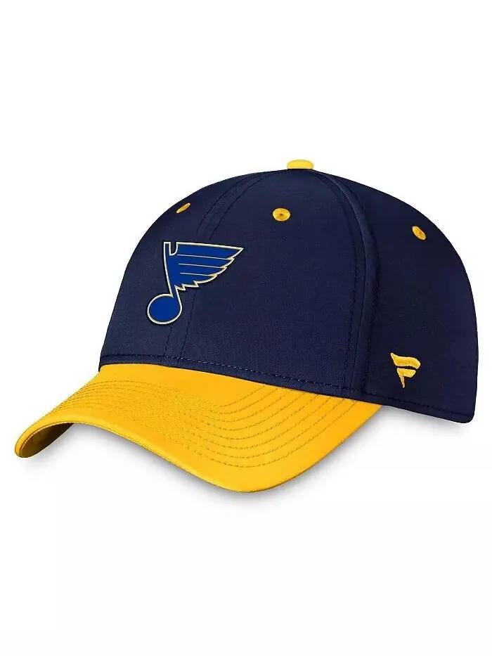 Мужская двухцветная гибкая шляпа темно-синего и золотого цвета St. Louis Blues Authentic Pro Rink
