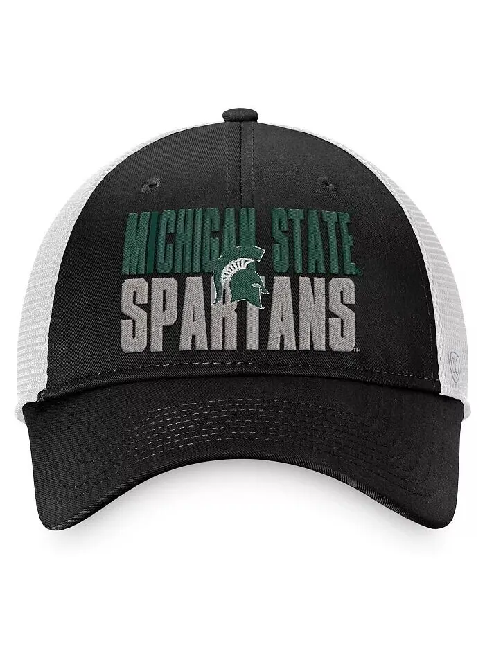 Мужская черно-белая кепка Snapback от Michigan State Spartans Stockpile Trucker Top Of The World — изображение 3 из 5