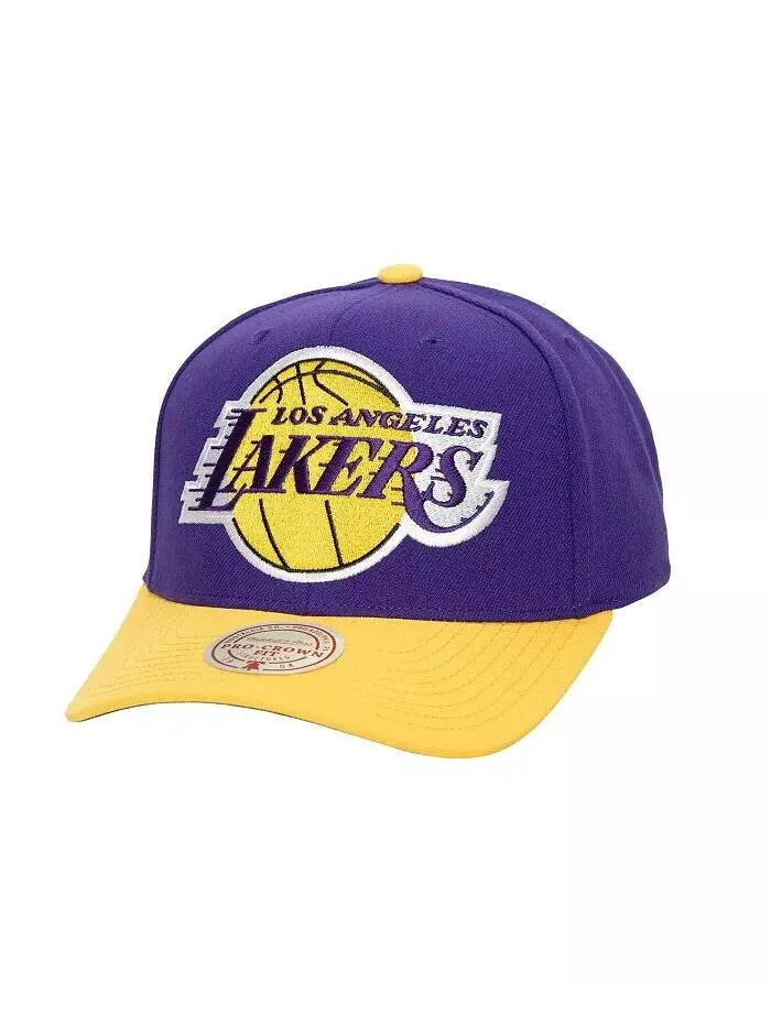 Мужская фиолетово-золотая кепка Los Angeles Lakers Soul XL Logo Pro Crown Snapback Mitchell & Ness — золотистый
