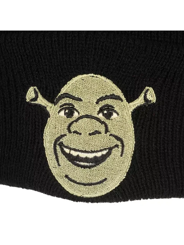 Мужская вязаная шапка с вышивкой из акрила и стандартной манжетой Shrek — изображение 5 из 6, черный