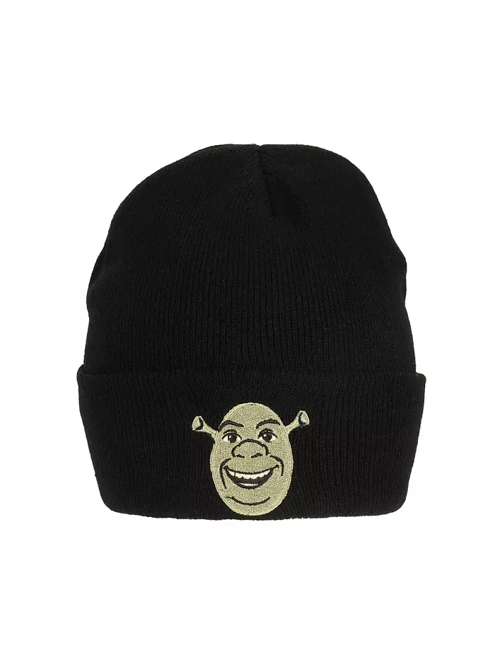 Мужская вязаная шапка с вышивкой из акрила и стандартной манжетой Shrek — изображение 6 из 6, черный