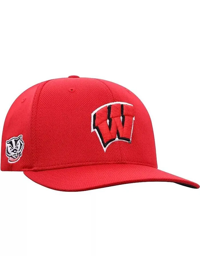 Мужская красная шляпа с логотипом Wisconsin Badgers Reflex Top Of The World — изображение 4 из 5, красный
