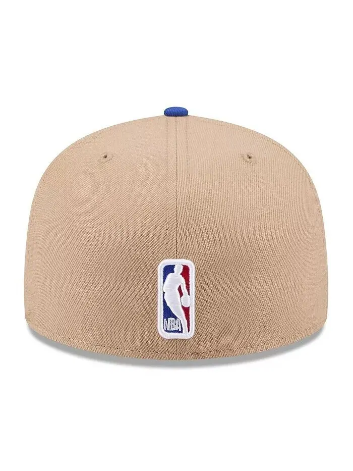 Мужская коричневая/Royal Golden State Warriors 2024 NBA Draft 59FIFTY облегающая кепка New Era — изображение 3 из 4, бежевый
