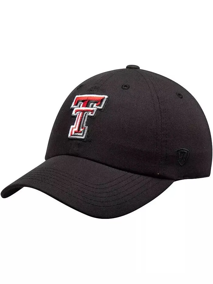 Мужская черная кепка Texas Tech Red Raiders Primary Logo Staple Adjustable Hat Top of the World — изображение 2 из 3