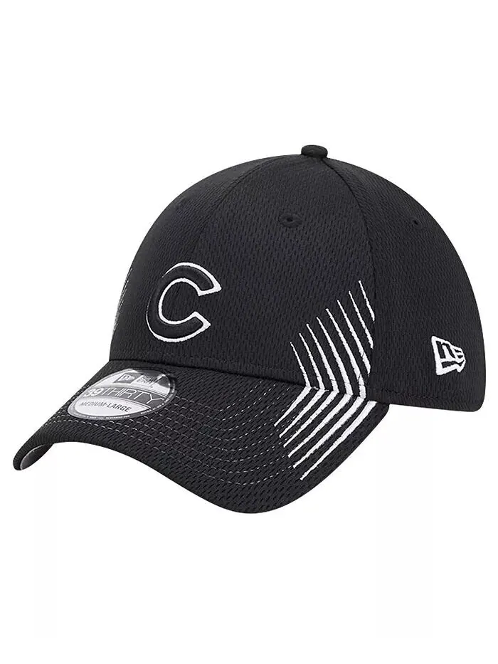 Мужская черная кепка Chicago Cubs Active Dash Mark 39THIRTY Flex Hat New Era — изображение 1 из 4, черный