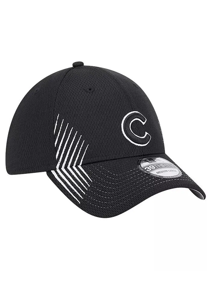 Мужская черная кепка Chicago Cubs Active Dash Mark 39THIRTY Flex Hat New Era — изображение 3 из 4, черный
