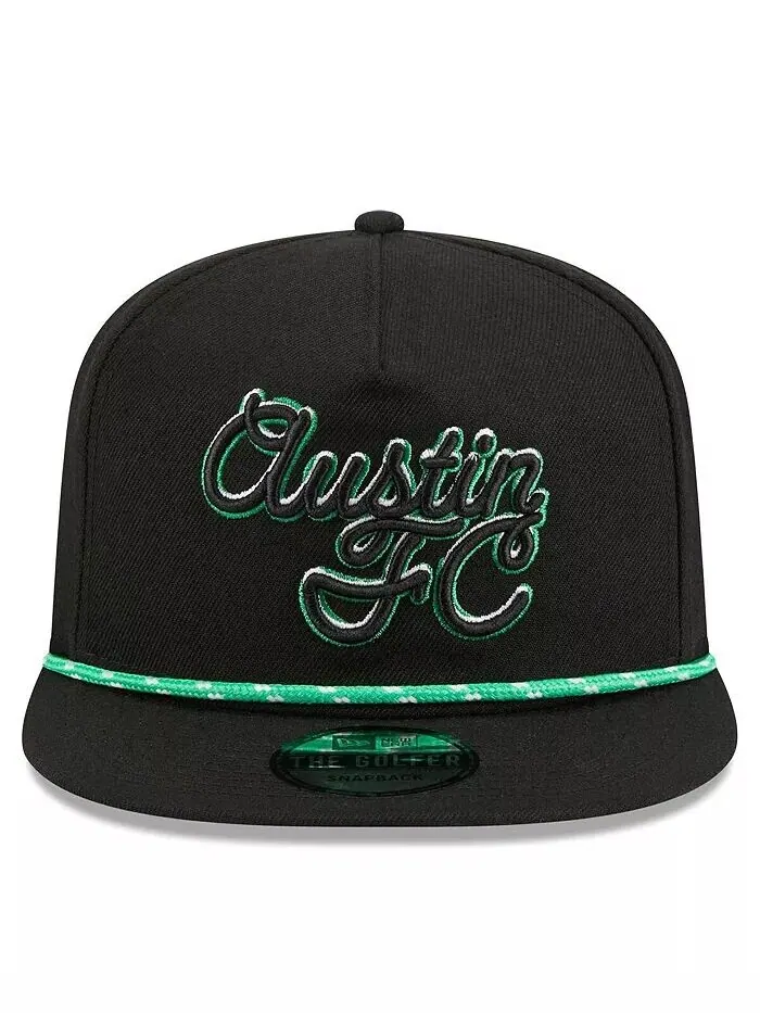 Черная мужская регулируемая кепка для гольфа Austin FC Script Golfer New Era — изображение 4 из 4, черный