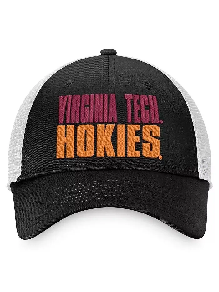Мужская черно-белая кепка Virginia Tech Hokies Stockpile Trucker Snapback Top Of The World — изображение 2 из 2, черный белый