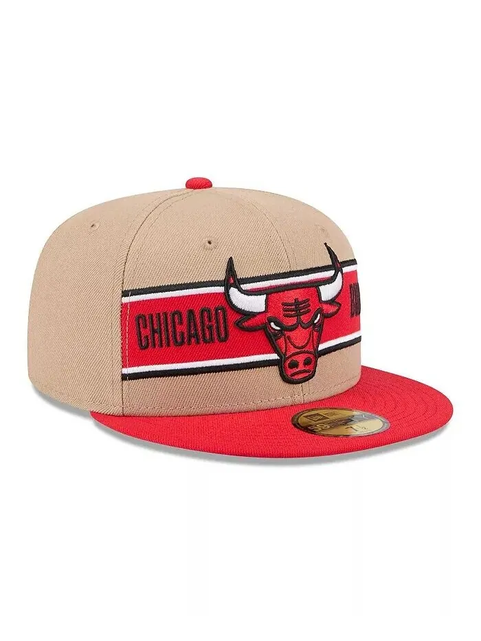 Мужская бежево-красная бейсболка Chicago Bulls 2024 NBA Draft 59FIFTY Fitted Hat New Era — изображение 3 из 4