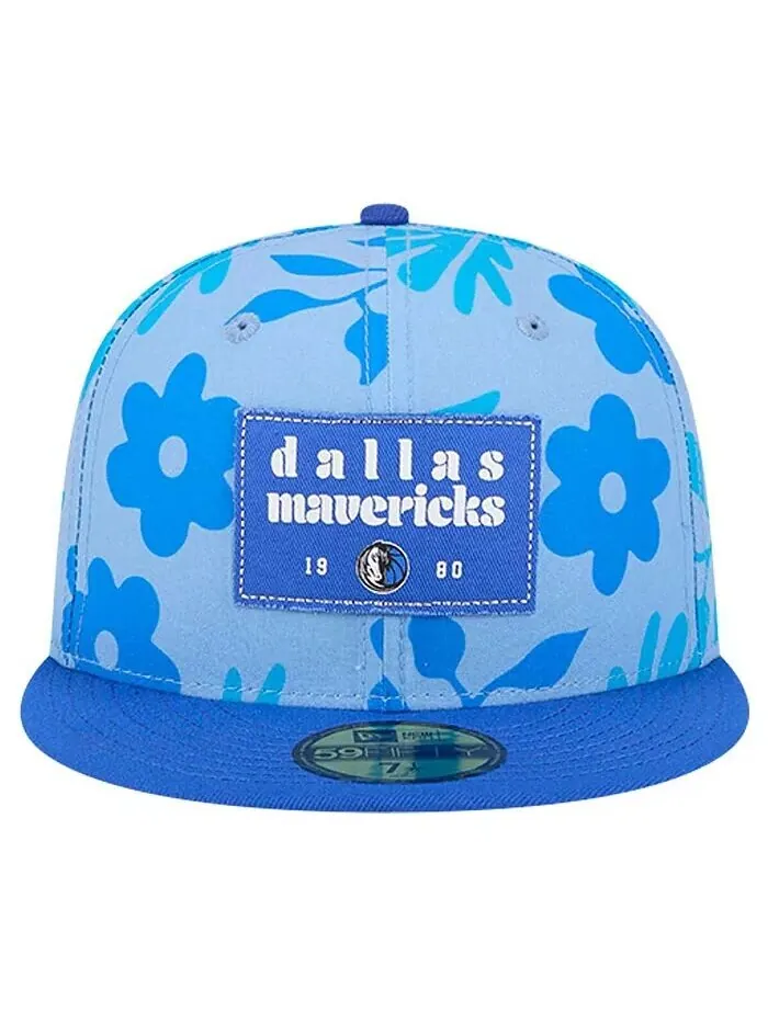 Мужская синяя кепка Dallas Mavericks Palm Fronds 2-Tone 59FIFTY Fitted Hat New Era — изображение 2 из 4