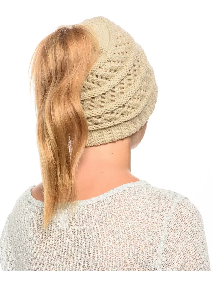 Шапка-бини с крючком и хвостиком Messy Bun Ponytail Angela & William — изображение 4 из 4, хаки