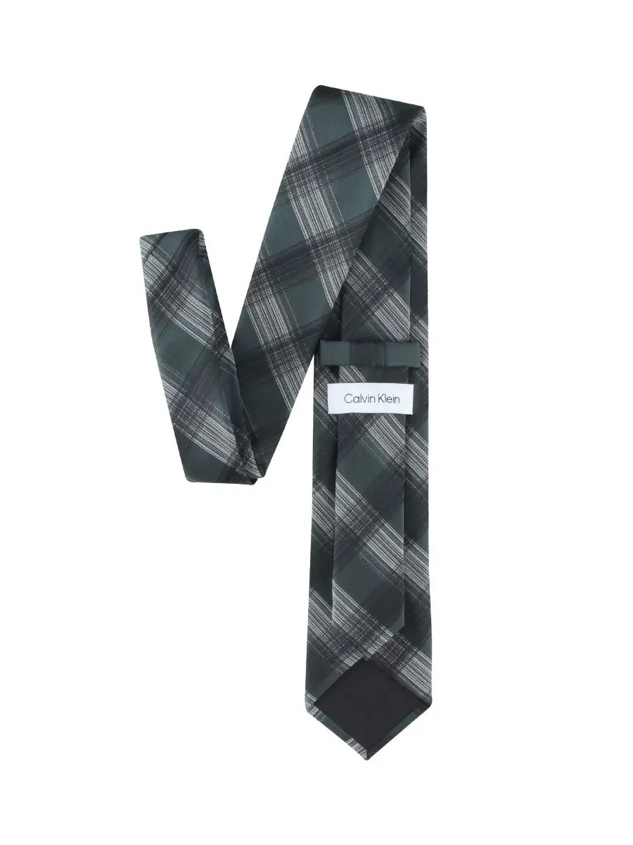 Галстук классический с плед-принтом Justy Plaid Calvin Klein — изображение 3 из 5, охотничий