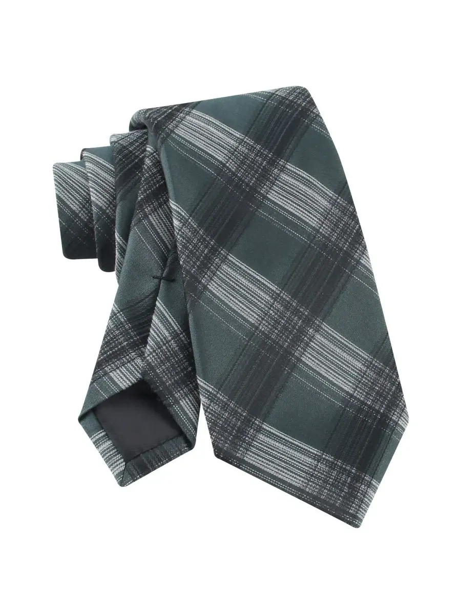 Галстук классический с плед-принтом Justy Plaid Calvin Klein — изображение 4 из 5, охотничий