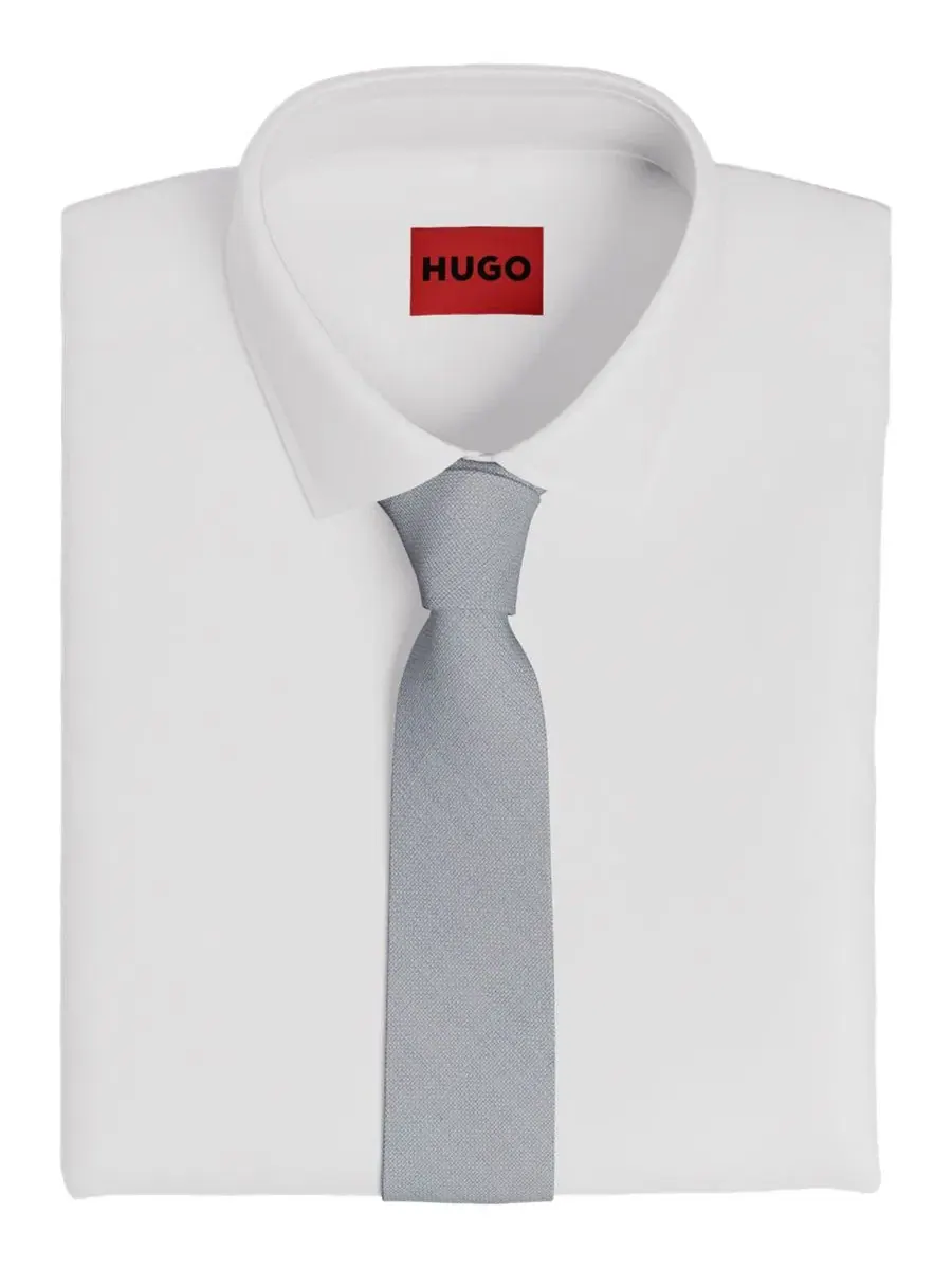 Галстук узкий из смеси шелка Hugo Boss — изображение 3 из 3, светлый серый/синий