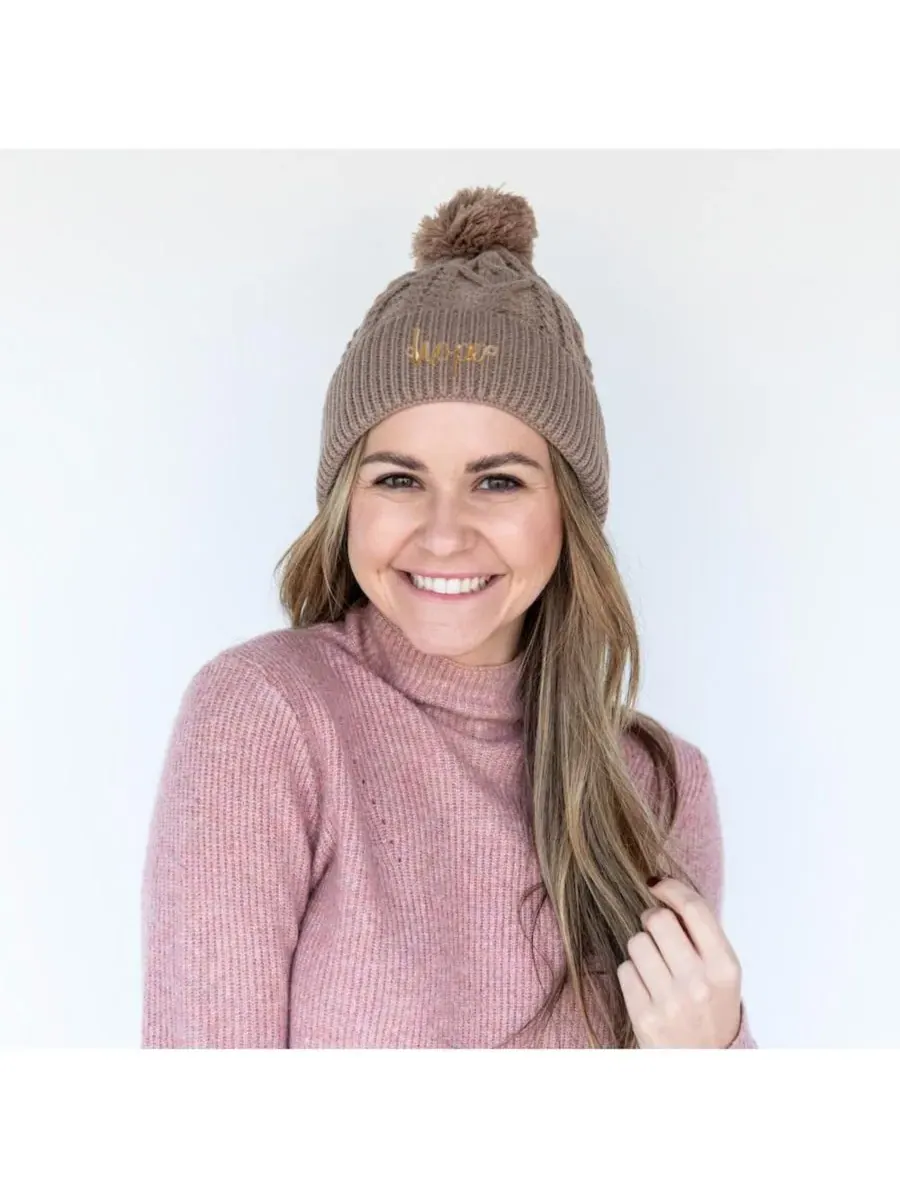Headbands of Hope Женская вязаная шапка-бини с помпоном — изображение 2 из 5, бежевый