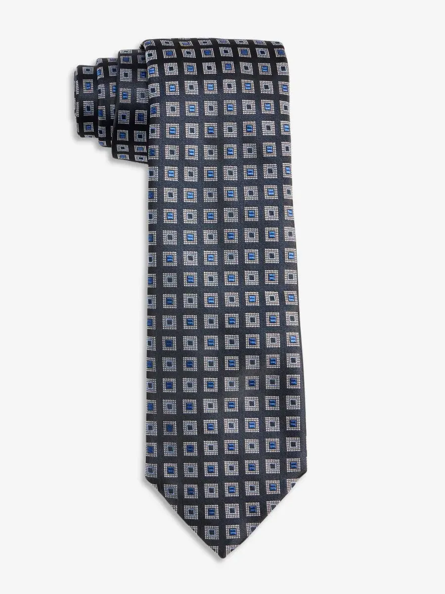 Галстук-бабочка с принтом Grid Pattern Slim Fit Hugo Boss — изображение 1 из 3, черный синий белый