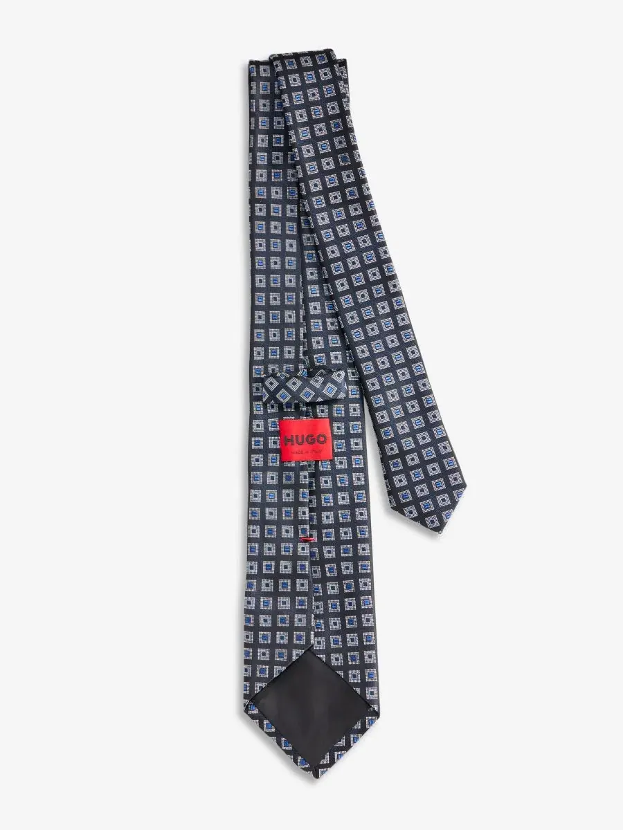 Галстук-бабочка с принтом Grid Pattern Slim Fit Hugo Boss — изображение 2 из 3, черный синий белый