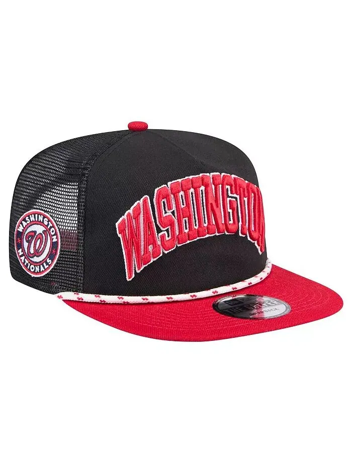 Мужская черная бейсболка для гольфа Washington Nationals Throwback Meshback New Era — изображение 2 из 4