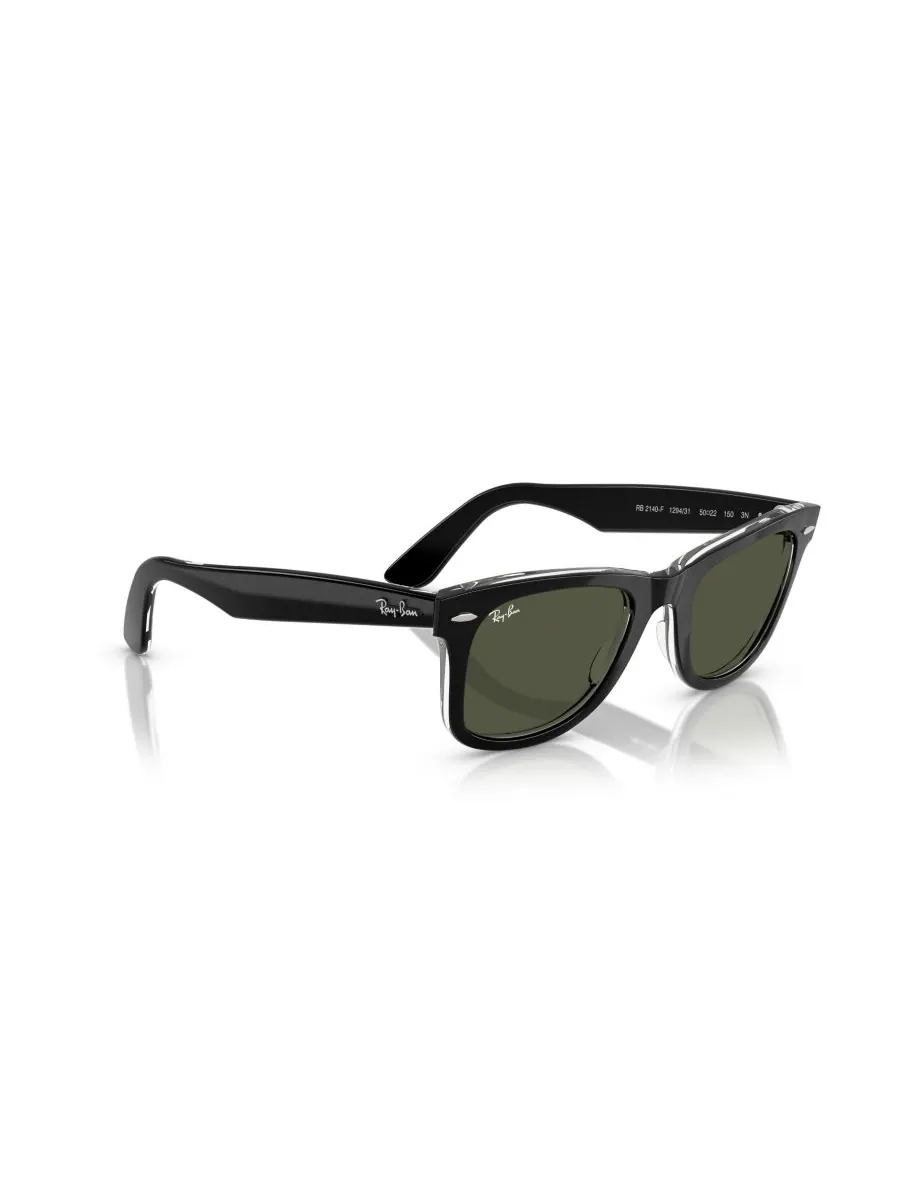 Солнцезащитные очки унисекс квадратной формы, Wayfarer RB2140F Ray-Ban — изображение 6 из 6, черный прозрачный