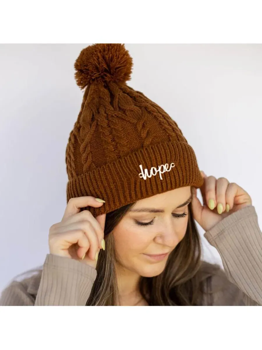 Женская вязаная шапка-бини с помпоном Headbands Of Hope — изображение 4 из 7, коричневый