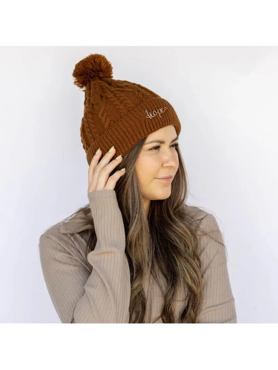 Женская вязаная шапка-бини с помпоном Headbands Of Hope — изображение 6 из 7, коричневый