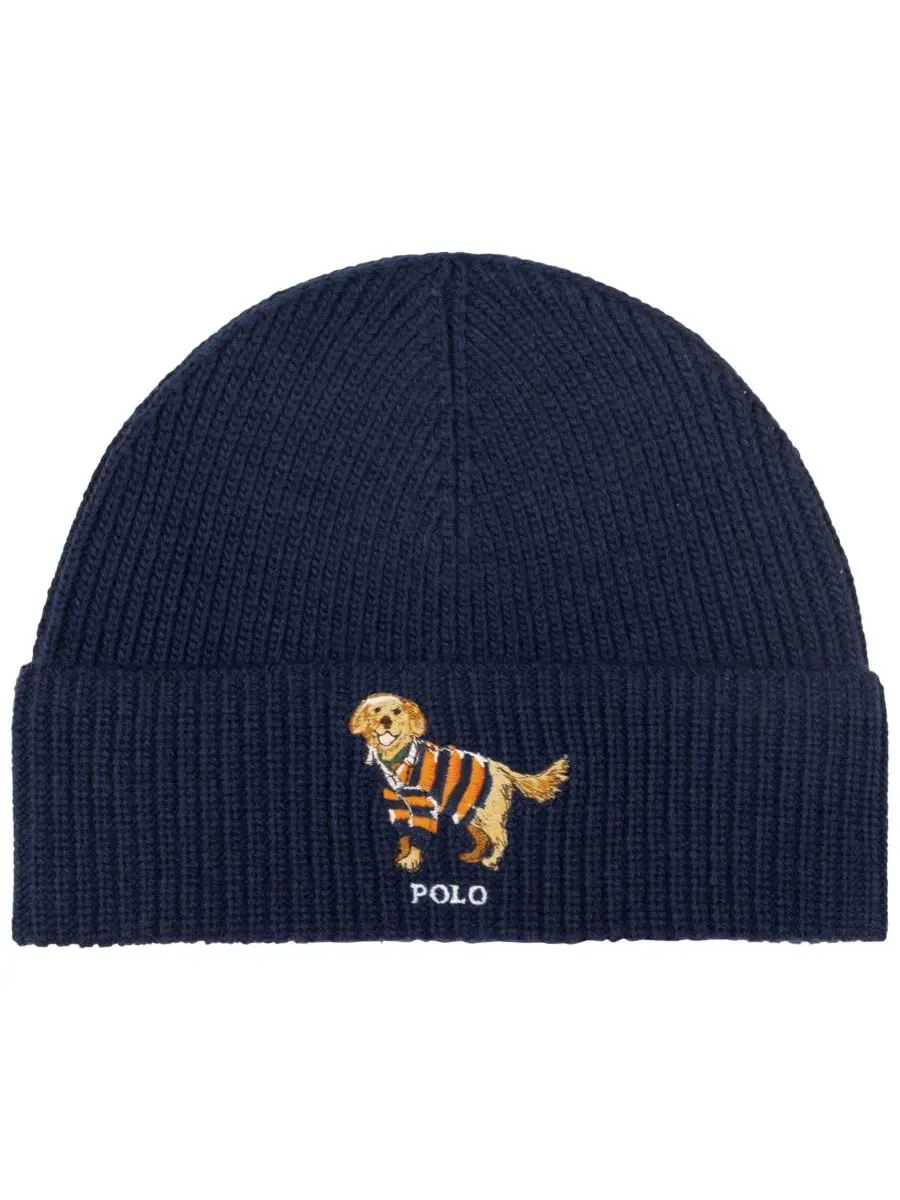 Шапка-бини из шерсти с вышивкой Golden Retriever Polo Ralph Lauren