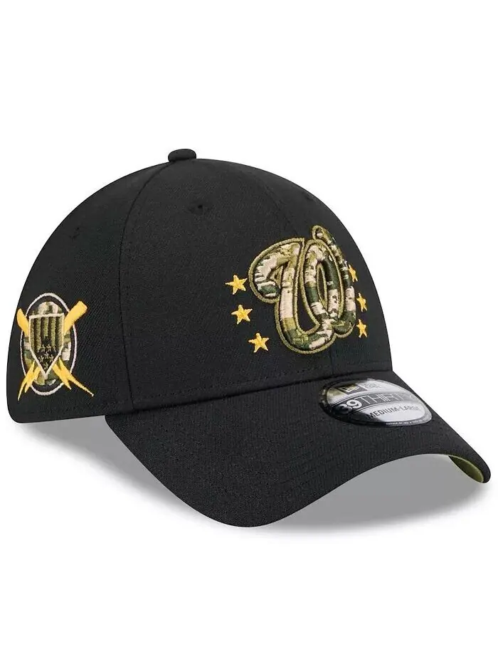 Мужская черная кепка Washington Nationals 2024 ко Дню вооруженных сил 39THIRTY Flex New Era