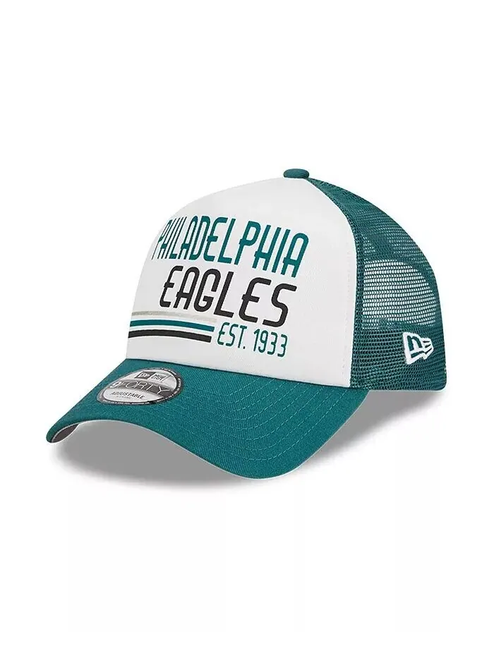 Мужская регулируемая кепка белого, темно-зеленого цвета Philadelphia Eagles Stacked A-Frame Trucker — изображение 1 из 4