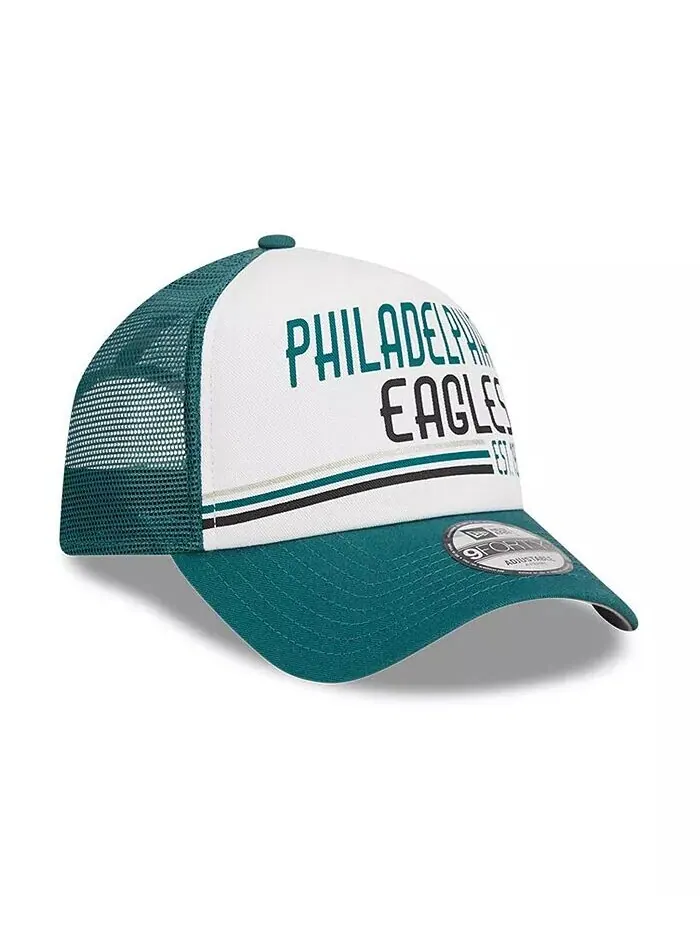 Мужская регулируемая кепка белого, темно-зеленого цвета Philadelphia Eagles Stacked A-Frame Trucker — изображение 3 из 4