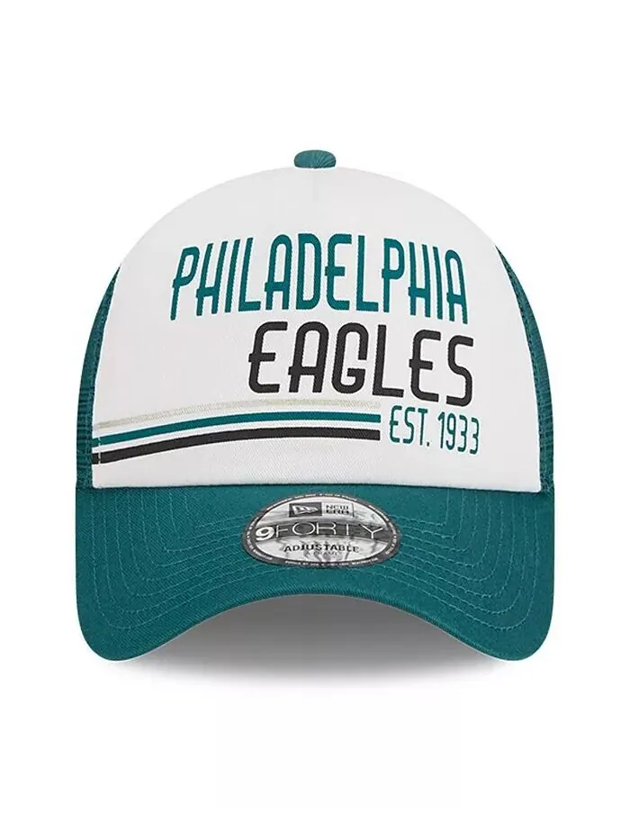 Мужская регулируемая кепка белого, темно-зеленого цвета Philadelphia Eagles Stacked A-Frame Trucker — изображение 4 из 4