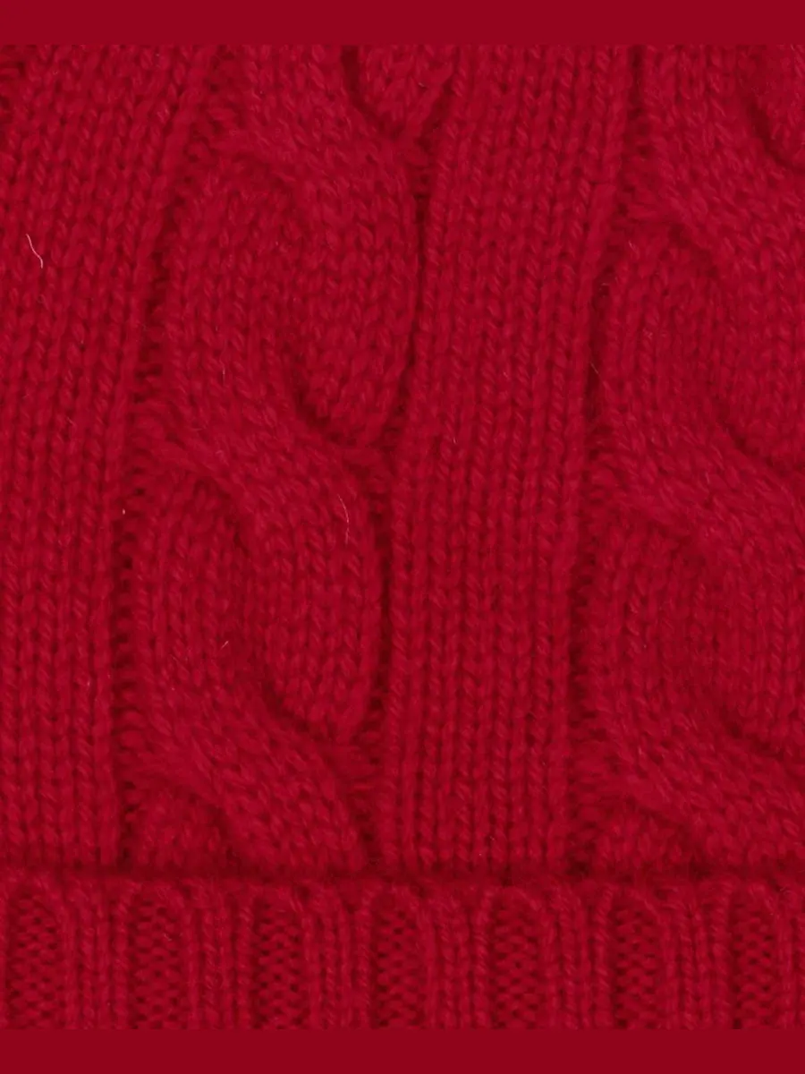 Шапка с косами Cashmere Blend Beanie Polo Ralph Lauren — изображение 4 из 4, красный
