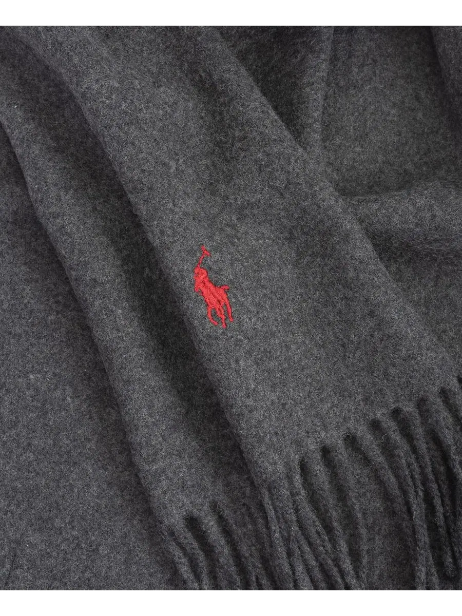 Шарф Polo Ralph Lauren с вышитым логотипом — изображение 2 из 3, серый