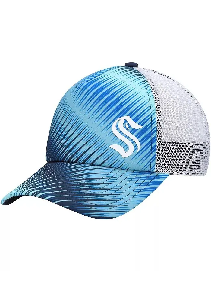 Женская бейсболка Snapback Trucker с рисунком Seattle Kraken, светло-голубая, белая adidas — изображение 2 из 5