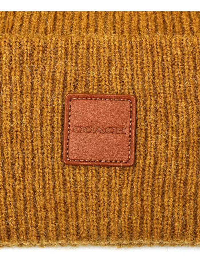 Мужская боб-шапка с кожаной нашивкой Coach — изображение 3 из 3, коричневый