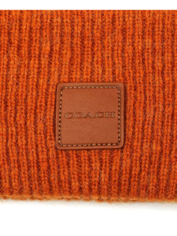 Мужская боб-шапка с кожаной нашивкой Coach — изображение 3 из 3, оранжевый
