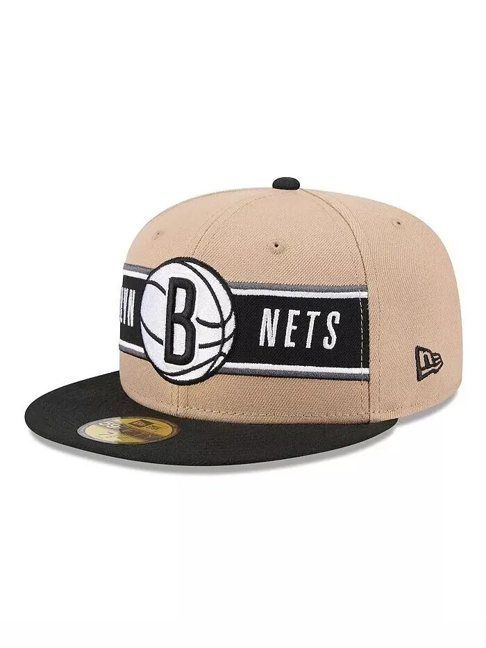 Мужская коричнево-черная кепка Brooklyn Nets NBA Draft 59FIFTY 2024 New Era — изображение 1 из 4, бежевый черный