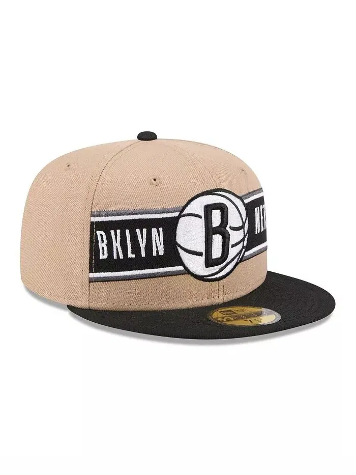 Мужская бежево-черная шапка Brooklyn Nets 2024 NBA Draft 59FIFTY Fitted New Era — изображение 4 из 4